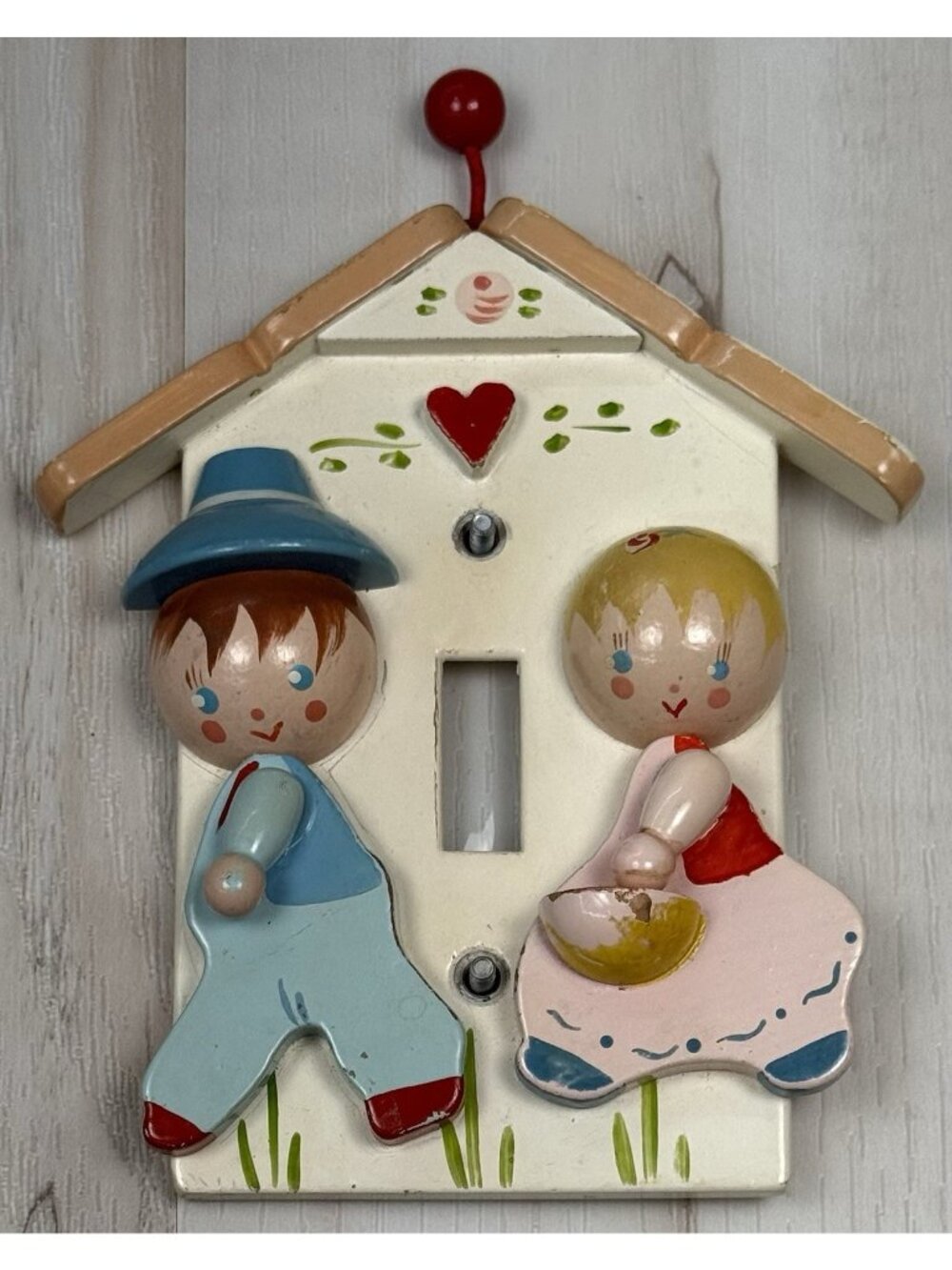 VTG Originals by IRMI Wood Single LIGHT SWITCH PLATE COVER Jack & Jill Nursery